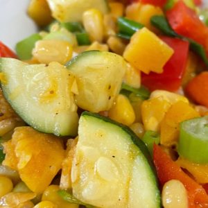 easy summer to fall succotash with zucchini and butternut squash