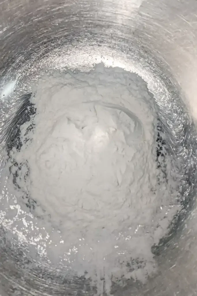 dry ingredients in a stainless steel mixing bowl