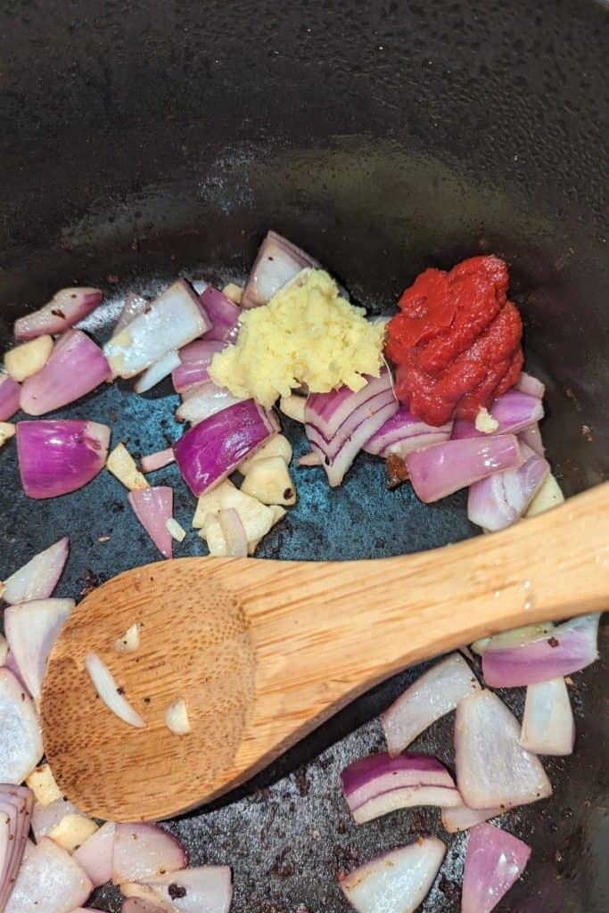 add ginger and tomato paste