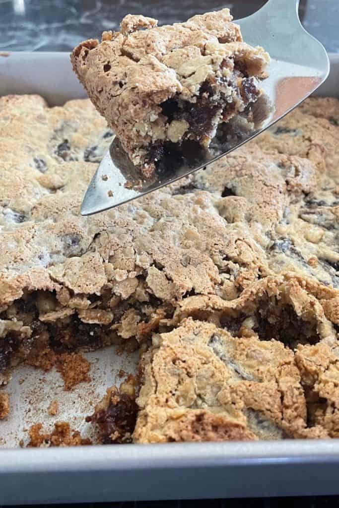 cut chewy date and nut squares