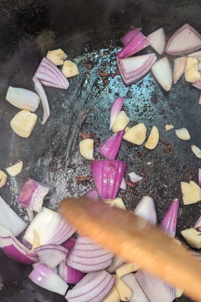 saute onion and garlic