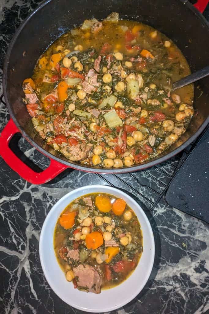 the finished Middle Eastern Lamb Stew From Leftover Lamb Shank