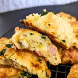 ham and cheese buns no yeast ripped open and stacked