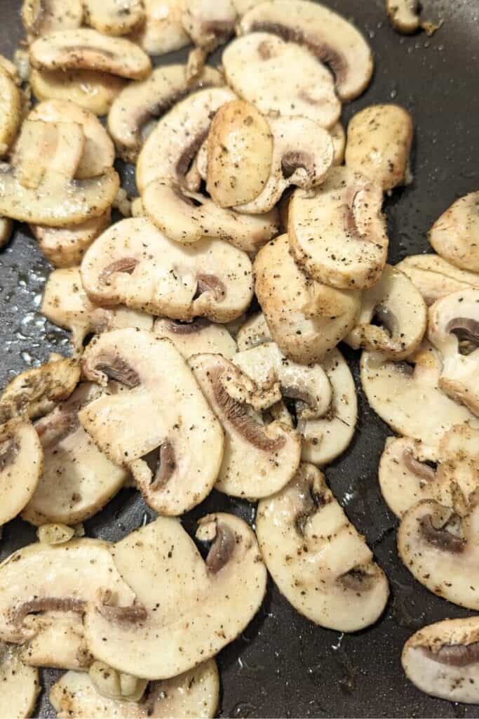 black pepper golden brown sauteed mushrooms