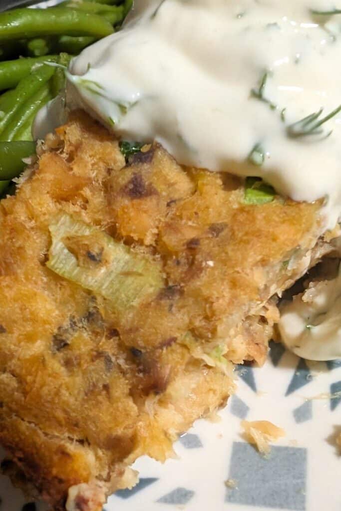 classic baked salmon loaf with dijon dill sauce