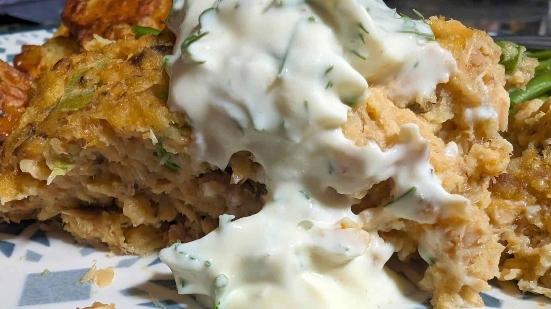 classic baked salmon loaf with dijon dill sauce