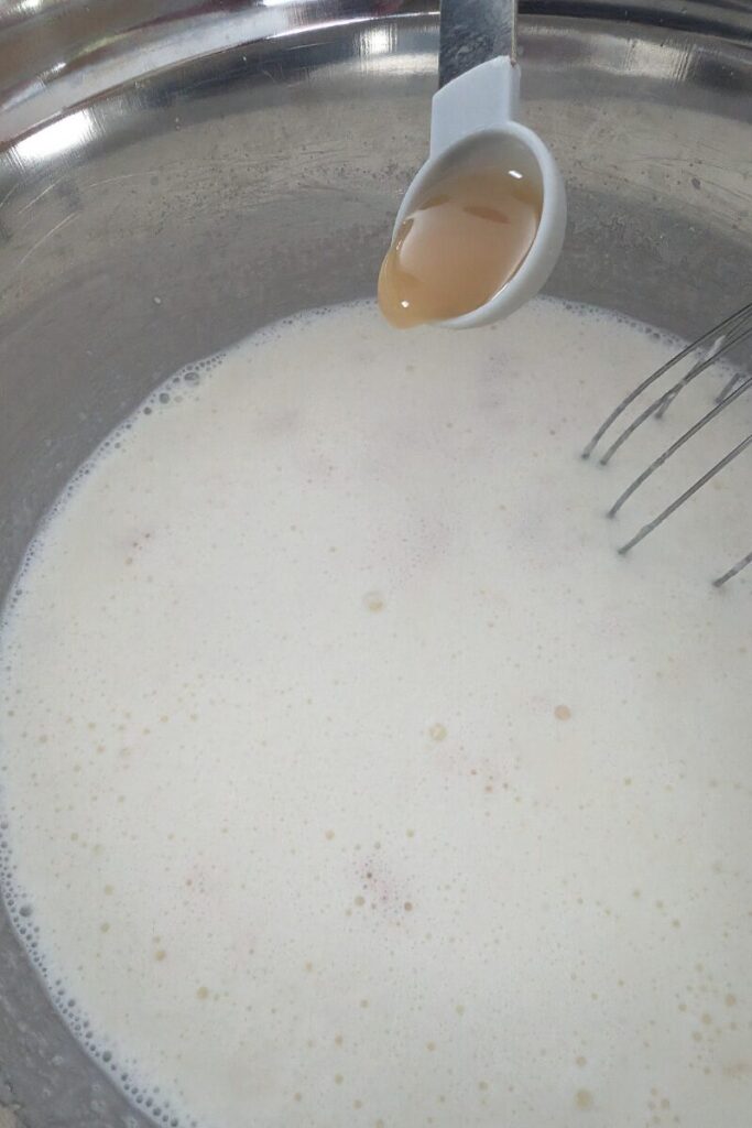 adding pistachio emulsion