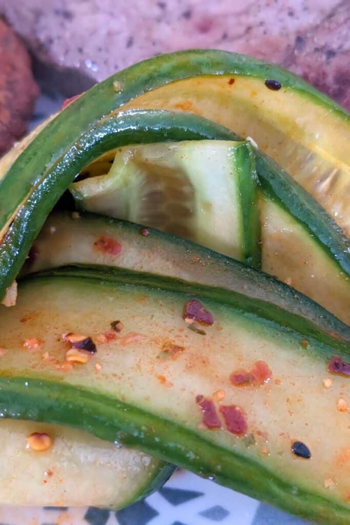 serving spicy cucumber as side dish