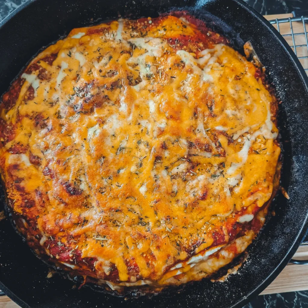 Cast Iron Pepperoni Pizza Tortilla Bake