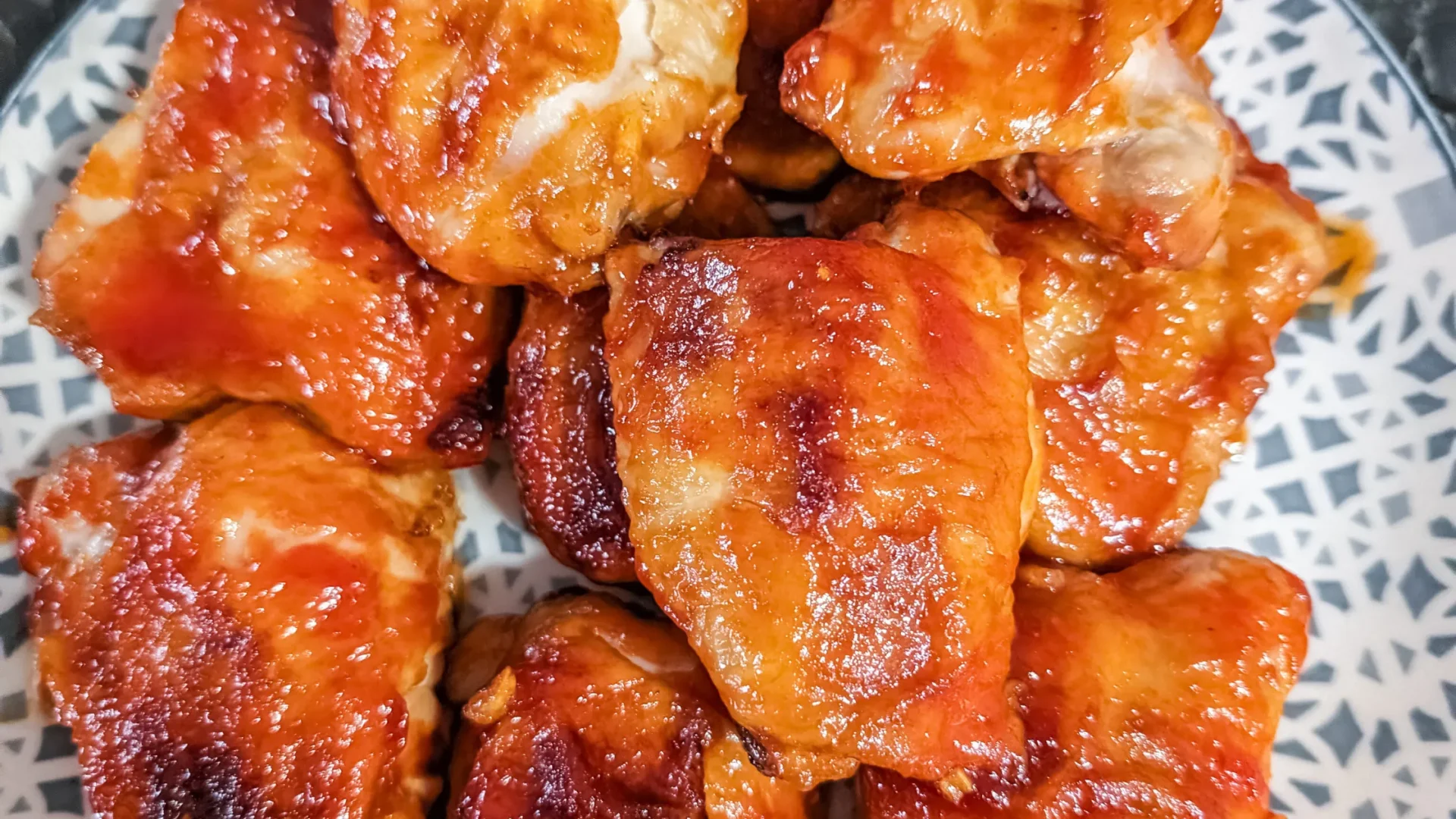 Honey Sriracha BBQ Sauced Air Fryer Chicken Thighs
