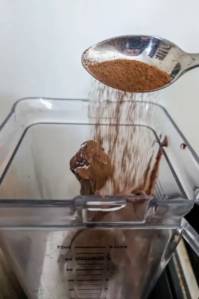 adding espresso powder to blender