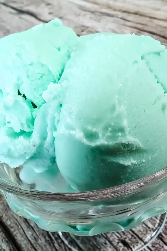 the blue ice cream in a dessert cup