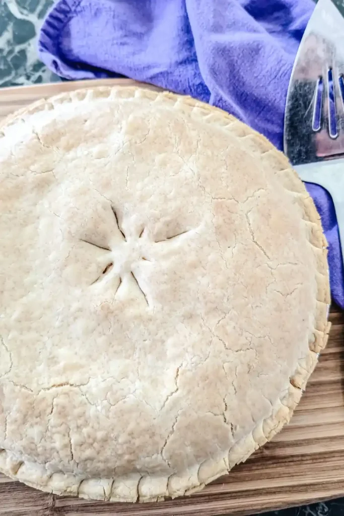 the baked meat pie with steam holes