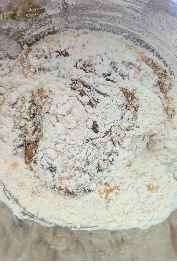 mixing in the dry ingredients