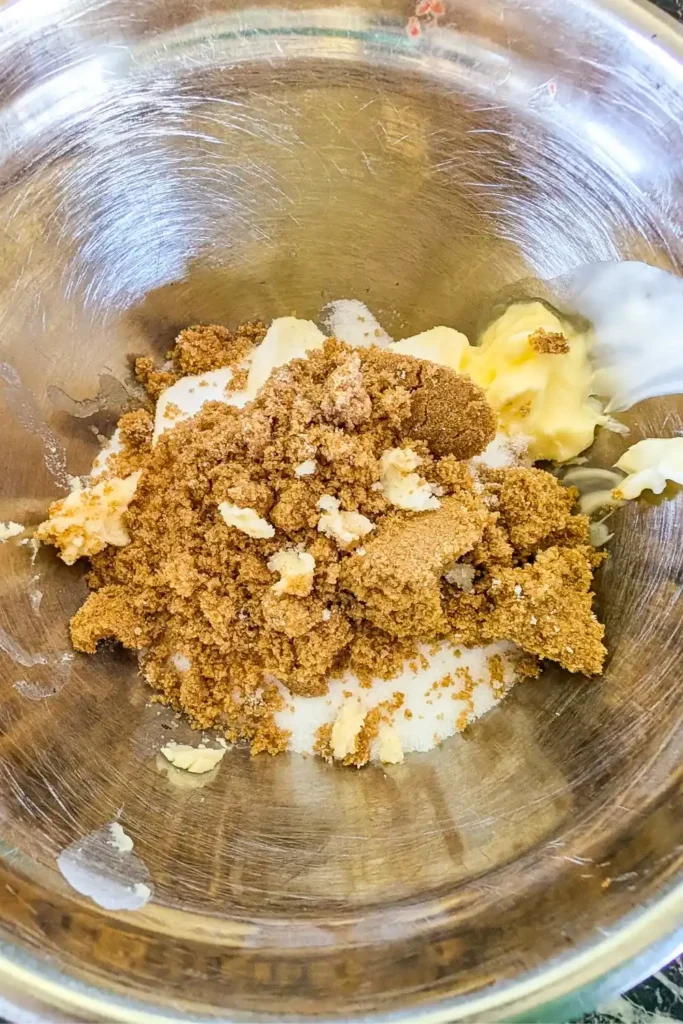 sugar butter in mixing bowl