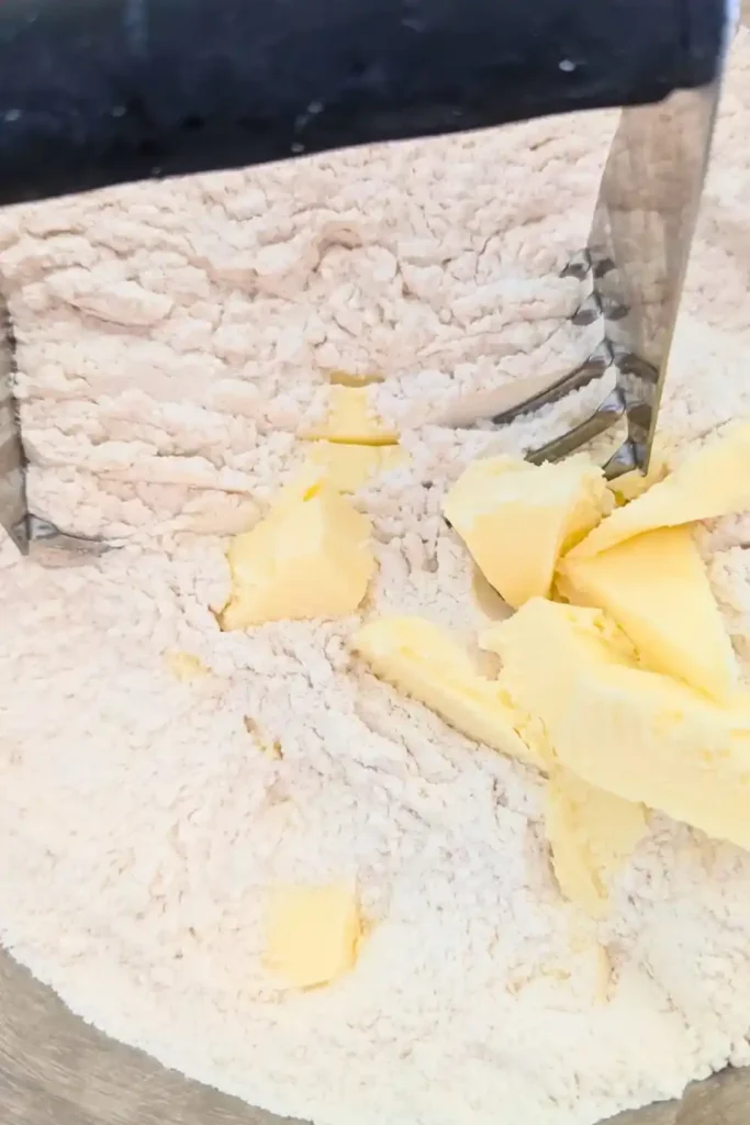 cutting butter in with pastry knife