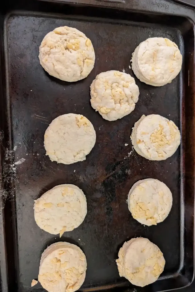 biscuit rounds on unlined baking sheet
