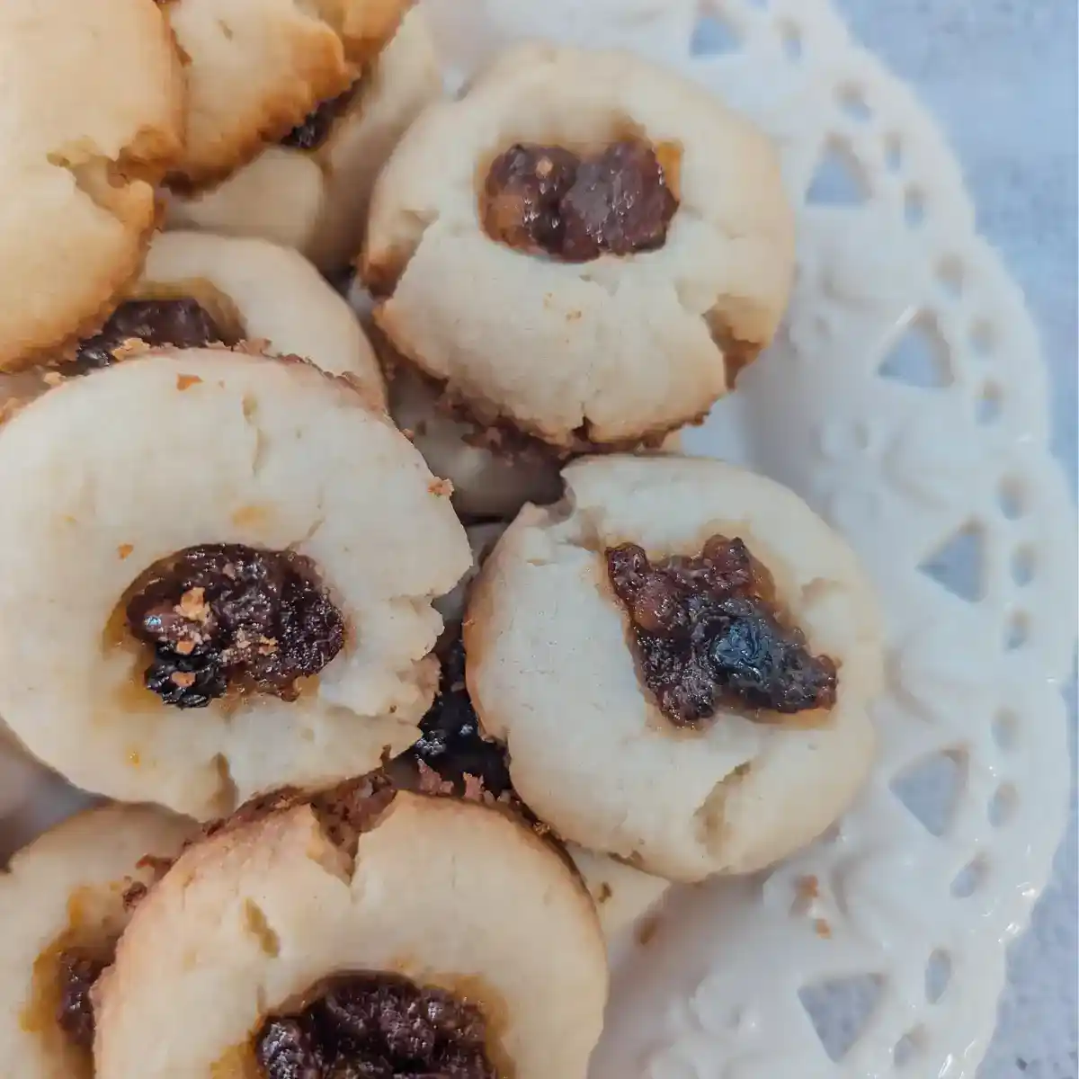 Christmas mincemeat butter thumbprint cookies
