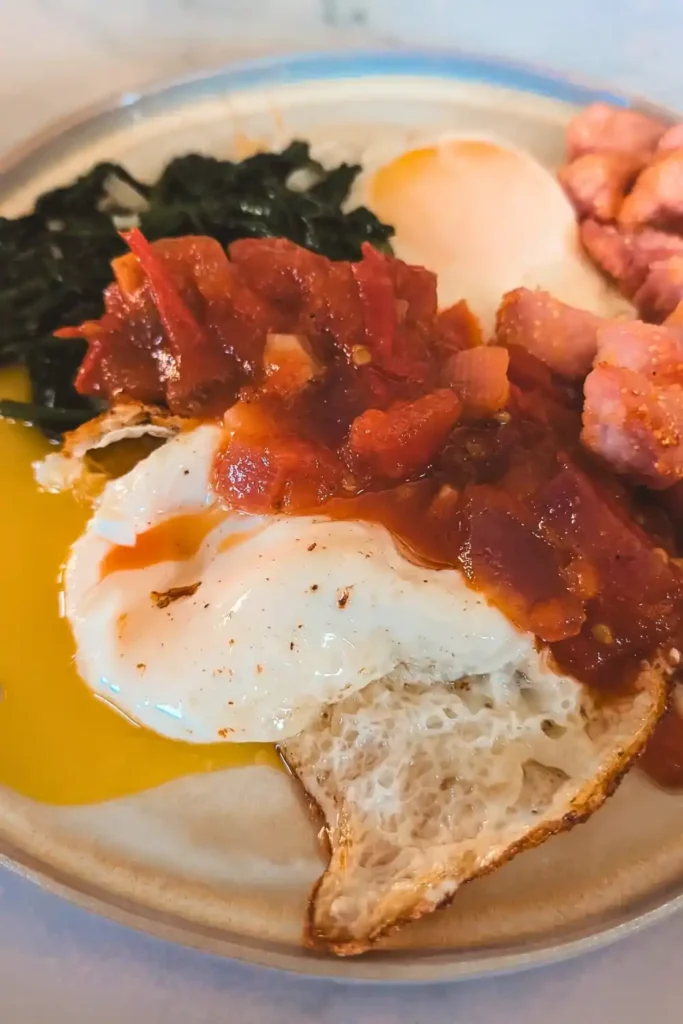 serving chutney over eggs