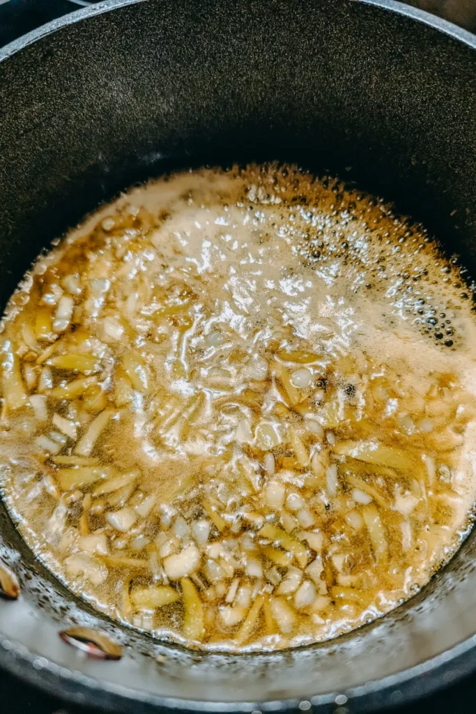 heating with the soy sauce in the saucepan