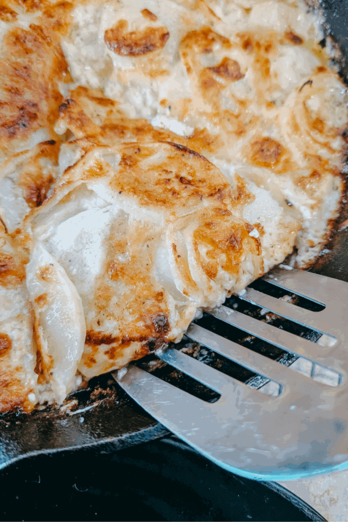 lifting potato gratin from pan