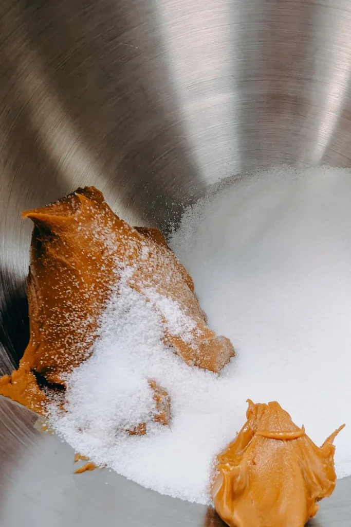 wowbutter and sugar in a stainless steel bowl