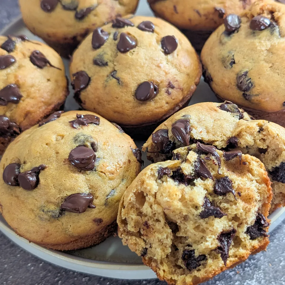 wowbutter chocolate chip muffins with banana