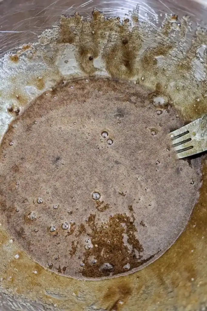 mix the egg and brown sugar together_