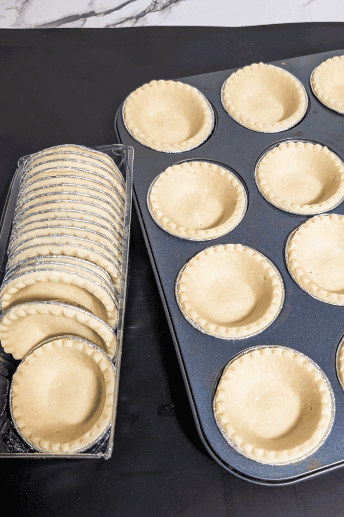 put premade shells in muffin tin