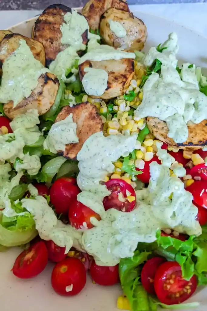 green goddess dressing on salad