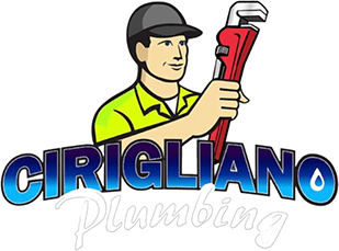 Logo for Cirigliano Plumbing LLC showing a friendly plumber ready to help with repairs and plumbing jobs.