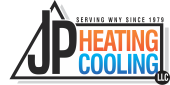 Logo for JP Heating & Cooling showing the company cares about reliable heating and cooling service in Western New York since 1979.