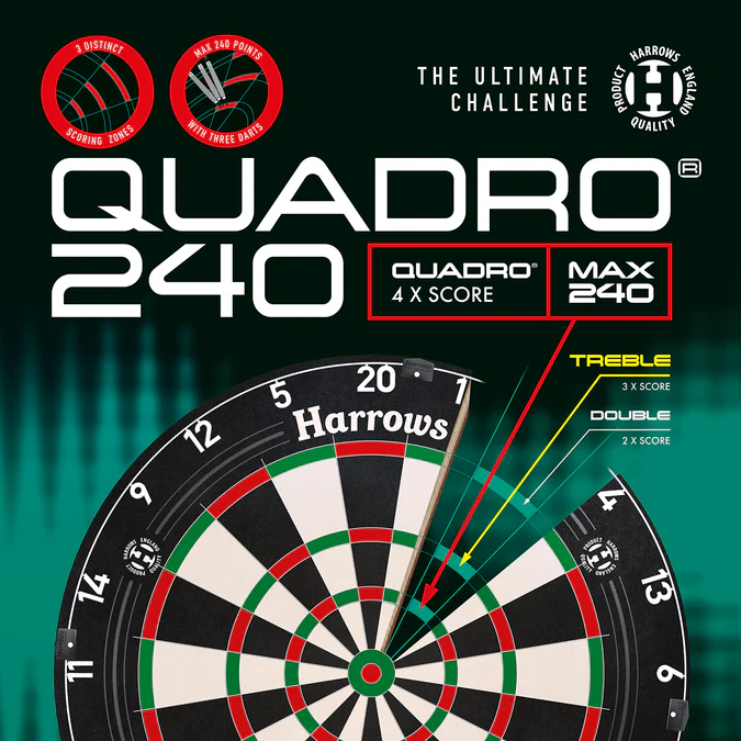Harrows Quadro 240 Dartboard - Professional - African Sisal - Bilde 5