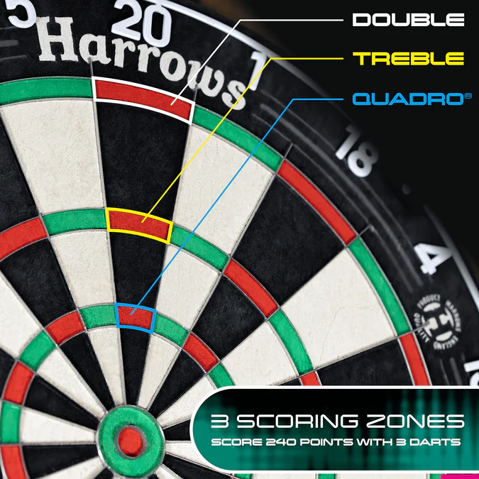 Harrows Quadro 240 Dartboard - Professional - African Sisal - Bilde 2