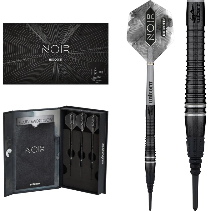 Unicorn Gary Anderson Darts - Soft Tip - The Flying Scotsman - Noir Organic - Phase 6