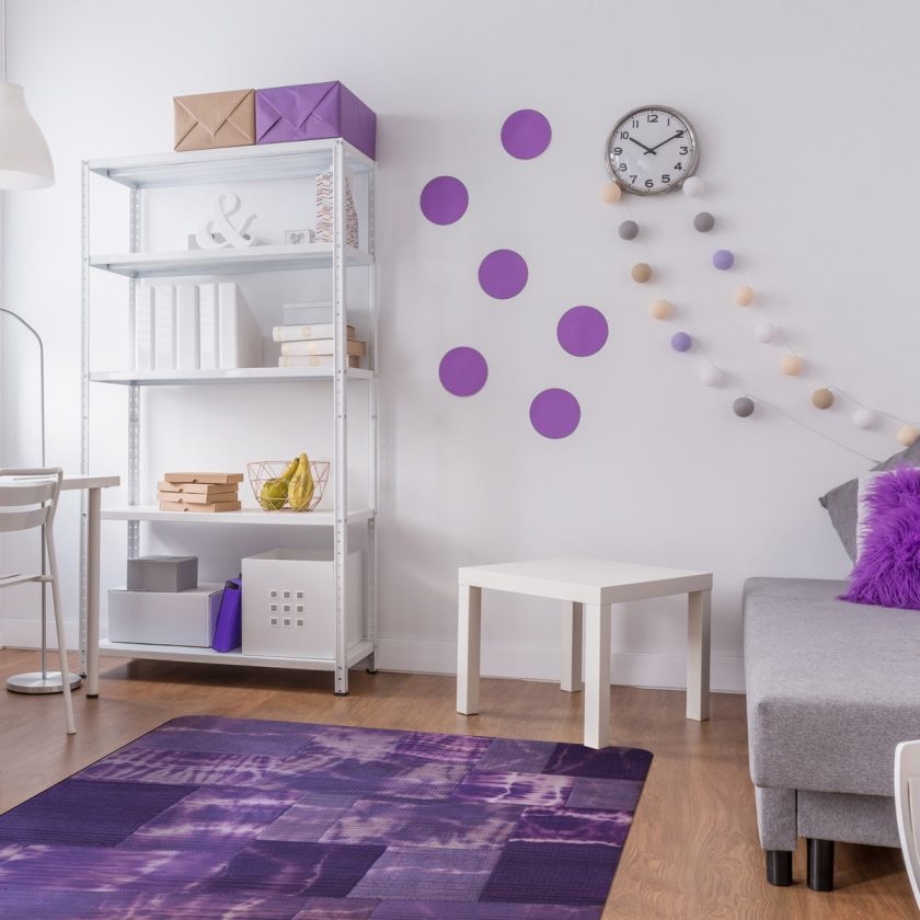 Tapete Decorativo Bazhars Wool Patchwork Diseño Morado (1)