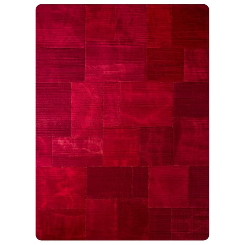Tapete Decorativo Bazhars Wool Patchwork Diseño Rojo (2)