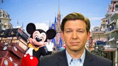 DeSantis and Mickey at Disney World