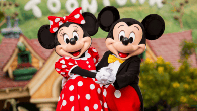 Mickey and Minnie in front of Toontown