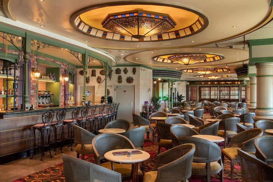The wonderful world of Princess Tiana comes to life in new ways on the Disney Wonder with the addition of an exciting New Orleans-themed lounge that transports guests deeper into the heart of the city’s iconic French Quarter. The perfect complement to Tiana’s Place Restaurant, this jazzy new lounge comes alive throughout the day with live music and themed activities for everyone in the family. (Photo by Kent Phillips/Disney Cruise Line)