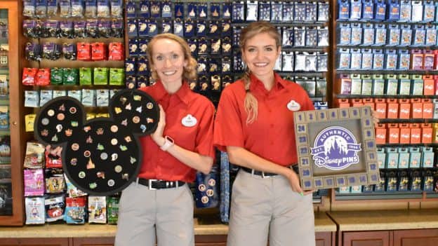 Walt Disney World Resort cast members with pin boards