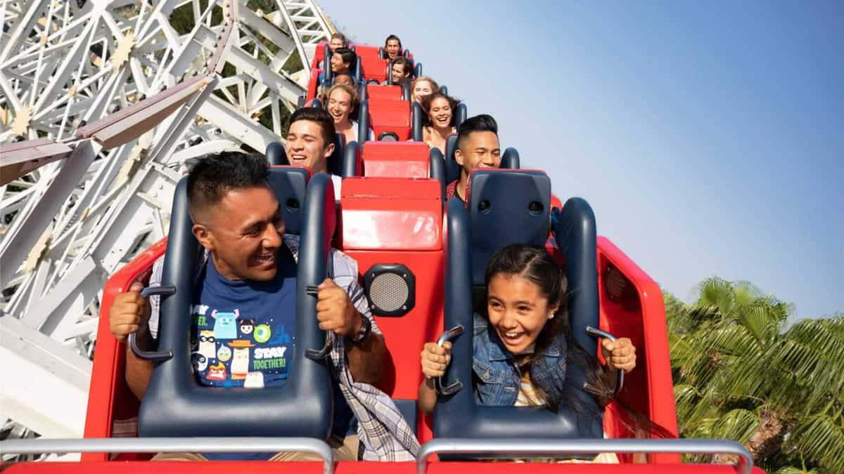 Guests on a turn on the Incredicoaster. 