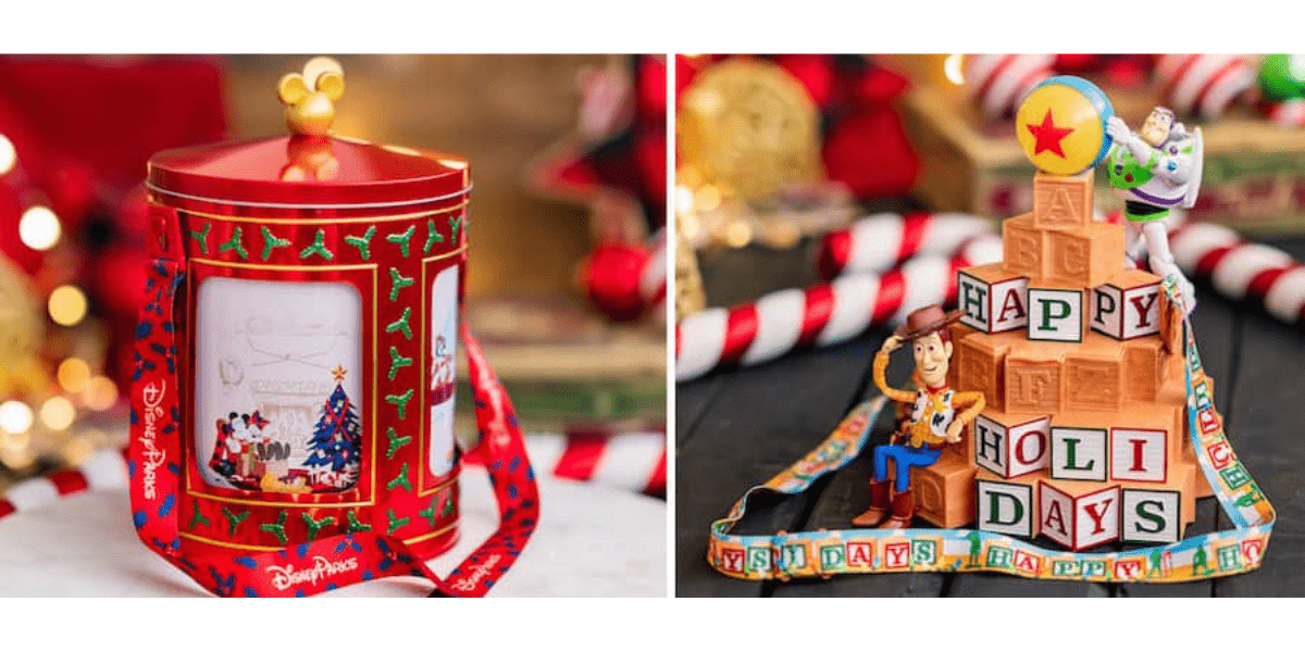 Holiday popcorn buckets at Walt Disney World