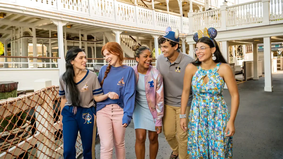 group of guests wearing disney merchandise