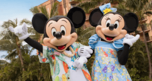 Mickey and Minnie in Hawaiian Clothes