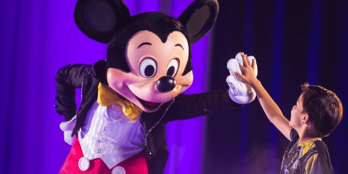 Interactive Character Experience with Mickey and Child