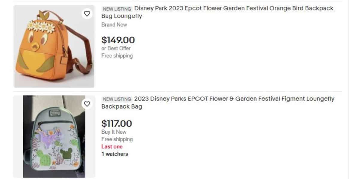 Disney resellers list Loungefly bags on Ebay