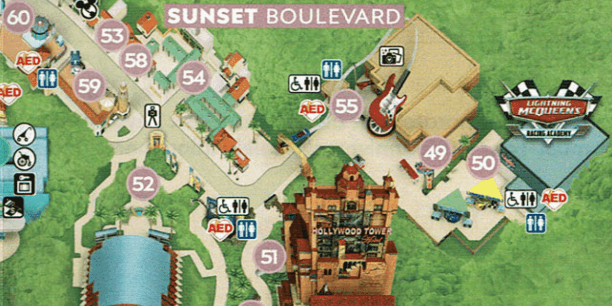 Map of Sunset Blvd. at Hollywood Studios