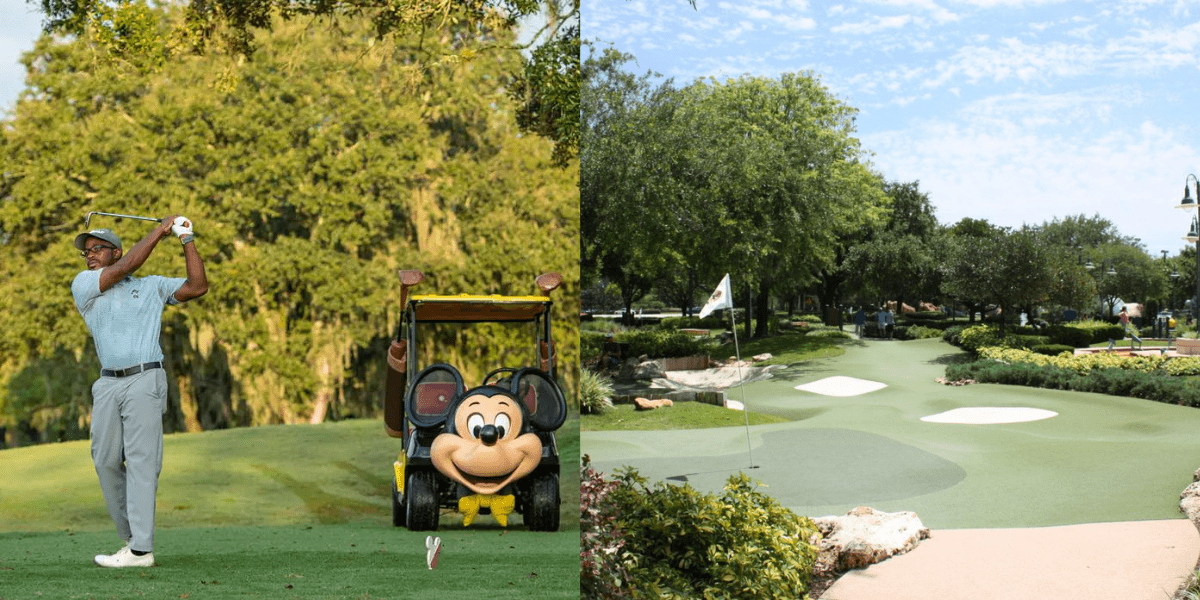Side By Side Showcase of Professional Golf Course and Miniature Golf at Disney World