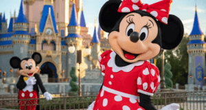 Mickey and Minnie outside Cinderella Castle